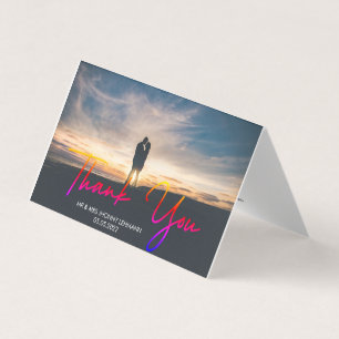Modern Script Photo Wedding Folder Card