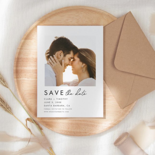 Modern Script Photo Wedding Save The Date (Creator Uploaded)