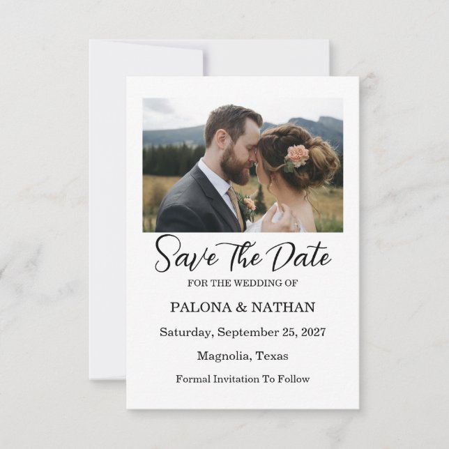 Modern Script Photo Wedding Save The Date (Front)