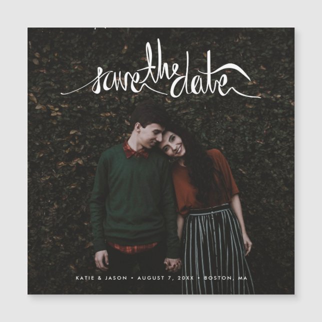 Modern Script Photo Wedding Save the Date (Front)