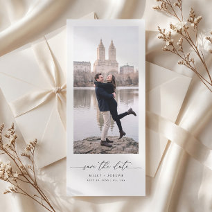 Modern Script Photo Wedding Save the Date Bookmark