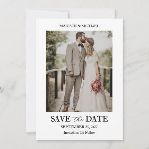 Modern Script Photo Wedding Save The Date Invitation