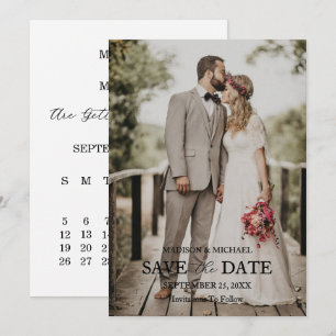 Modern Script Photo Wedding Save The Date Invitation