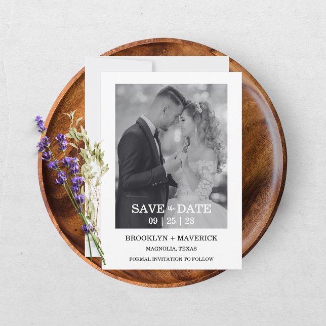 Modern Script Photo Wedding Save The Date Invitation (Creator Uploaded)