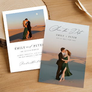 Modern Script Photo Wedding Save The Date Invitation