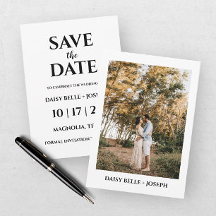 Modern Script Photo Wedding Save The Date Invitation