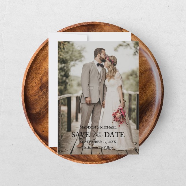 Modern Script Photo Wedding Save The Date Invitation (Creator Uploaded)
