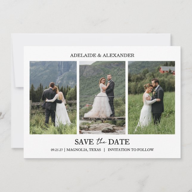 Modern Script Photo Wedding Save The Date Invitation (Front)