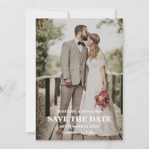 Modern Script Photo Wedding Save The Date Invitation