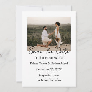 Modern Script Photo Wedding Save The Date Invitation