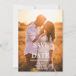 Modern Script Photo Wedding Save The Date Invitation