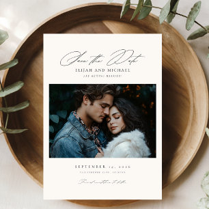 Modern Script Photo Wedding Save the Date Invite