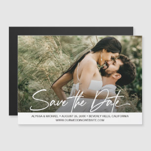 Modern Script Photo Wedding Save the Date  Magnetic Invitation