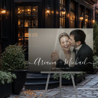 Modern Script Photo Wedding Semi-Transparent