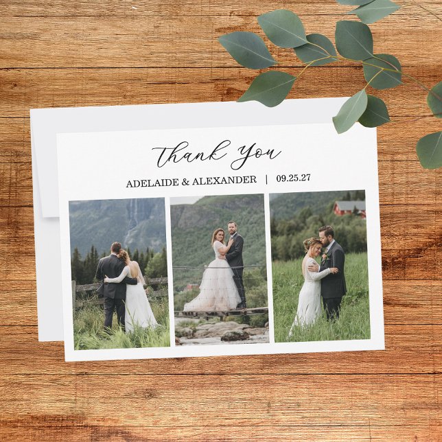 Modern Script Photo Wedding Thank You Card (Creator Uploaded)