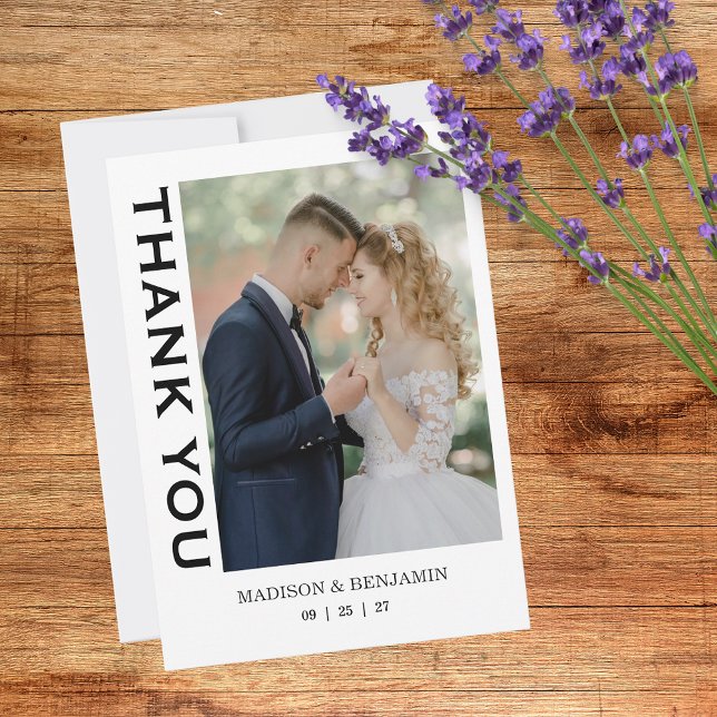 Modern Script Photo Wedding Thank You Card (Creator Uploaded)