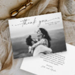 Modern Script Photo Wedding Thank You Card<br><div class="desc">Script photo wedding elegant stylish modern thank you card. Part of a wedding collection. Colours can be changed. The back includes a thank you message that you can personalise for each guest or remove if you prefer to hand write your thank you. Click the edit button to customise.</div>