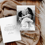 Modern Script Photo Wedding Thank You Card<br><div class="desc">Script photo wedding elegant stylish modern thank you card. Part of a wedding collection. Colours can be changed.The backside includes a thank you message that you can personalise for each guest or remove if you prefer to hand write your thank you.</div>