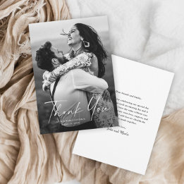 Modern Script Photo Wedding Thank You Card