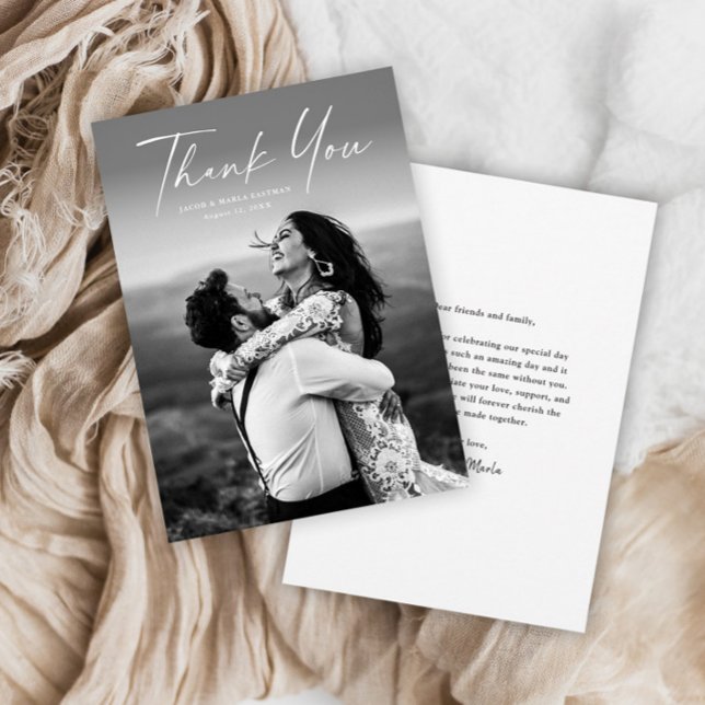 Modern Script Photo Wedding Thank You Card (Creator Uploaded)