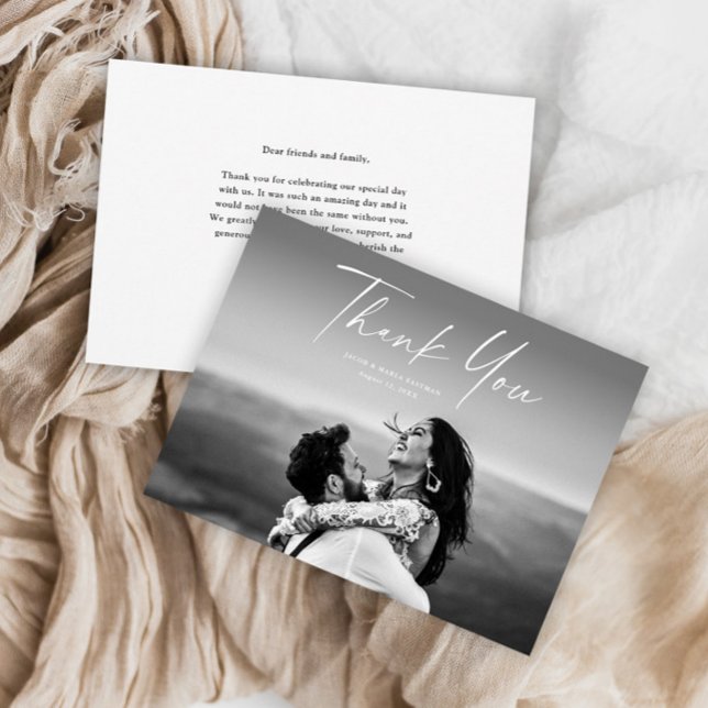 Modern Script Photo Wedding Thank You Card (Creator Uploaded)