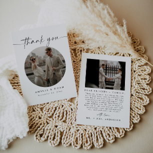 Modern Script Photo Wedding Thank You Card