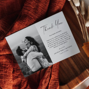 Modern Script Photo Wedding Thank You Magnet