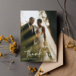 Modern Script Photo Wedding Thank You Postcard<br><div class="desc">This Modern Photo Wedding Thank You Postcard is a beautiful way to thank your wedding guests for celebrating with you. This design features a modern calligraphy script font with a handwritten feeling, your photo of choice on the front and your personal message on the back. The colour of "Thank you"...</div>
