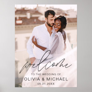 Modern Script Photo Wedding Welcome Elegant Poster