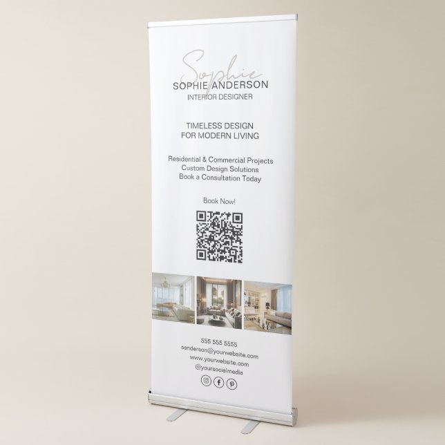 Modern Script Photo White Professional Business Retractable Banner (3/4)