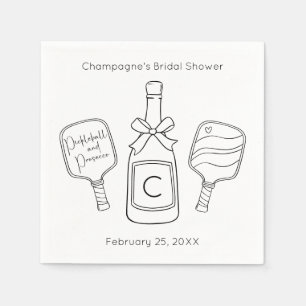 Modern Script Pickleball & Prosecco Bridal Shower Napkin