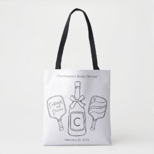 Modern Script Pickleball & Prosecco Bridal Shower Tote Bag