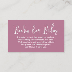 Modern Script pink Baby shower Book Request Enclosure Card