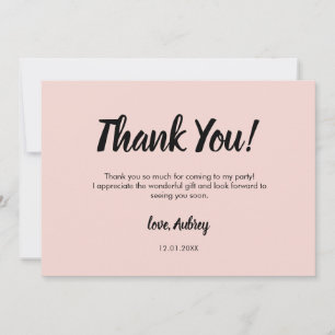 Modern Script Pink Birthday Thank You Card