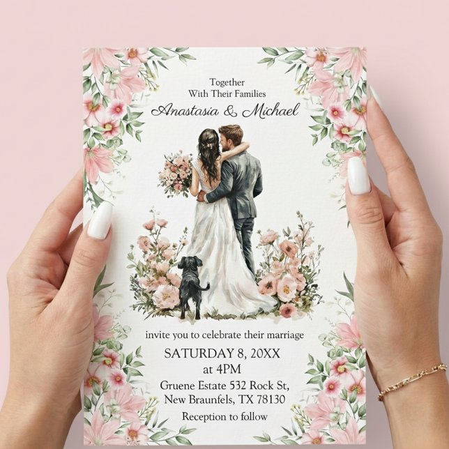  modern script pink floral wedding invitation   (Creator Uploaded)