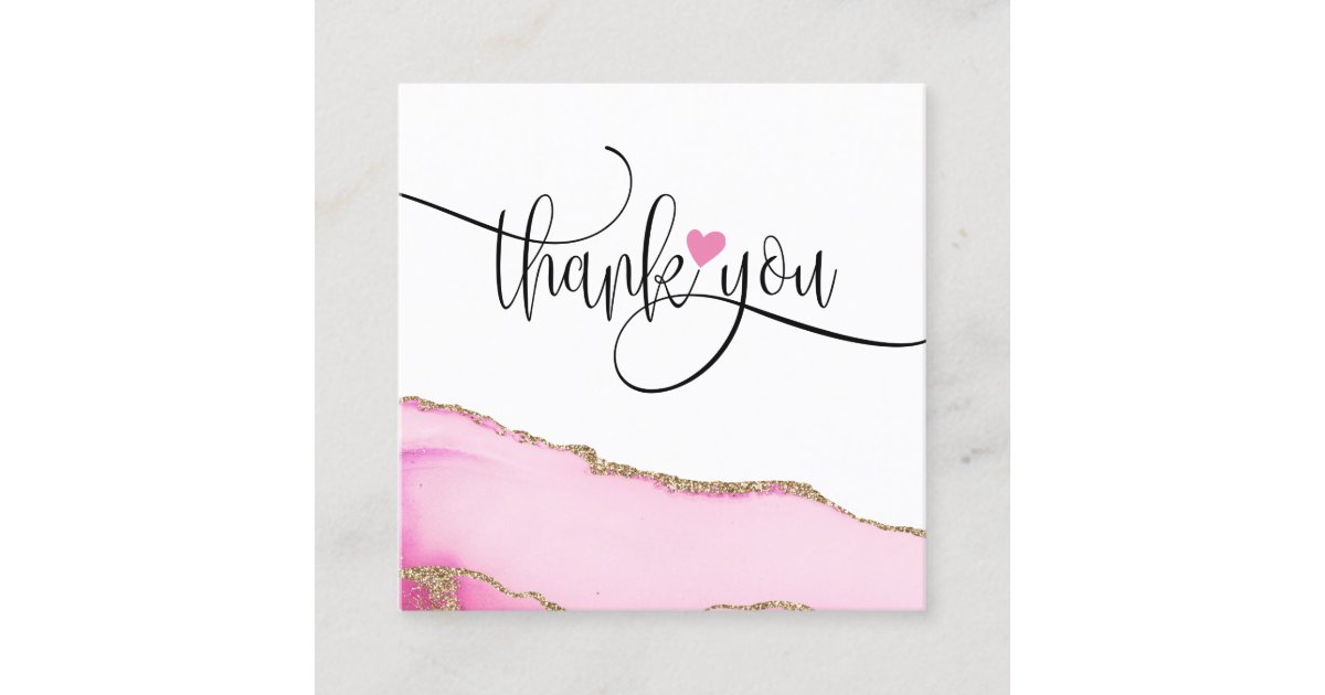 modern script pink heart thank you for your order square