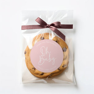 Modern Script Pink Oh Baby Simple Shower Favour Classic Round Sticker