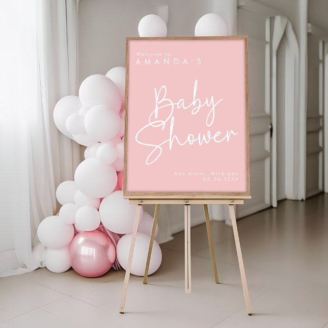 Modern Script Pink Oh Baby Simple Welcome Poster (Creator Uploaded)