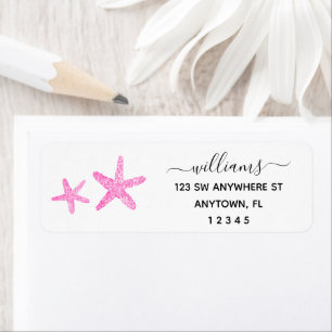 Modern Script Pink Starfish Return Address