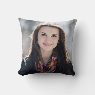 Modern Script Pink White Stripe Graduation Photo  Cushion