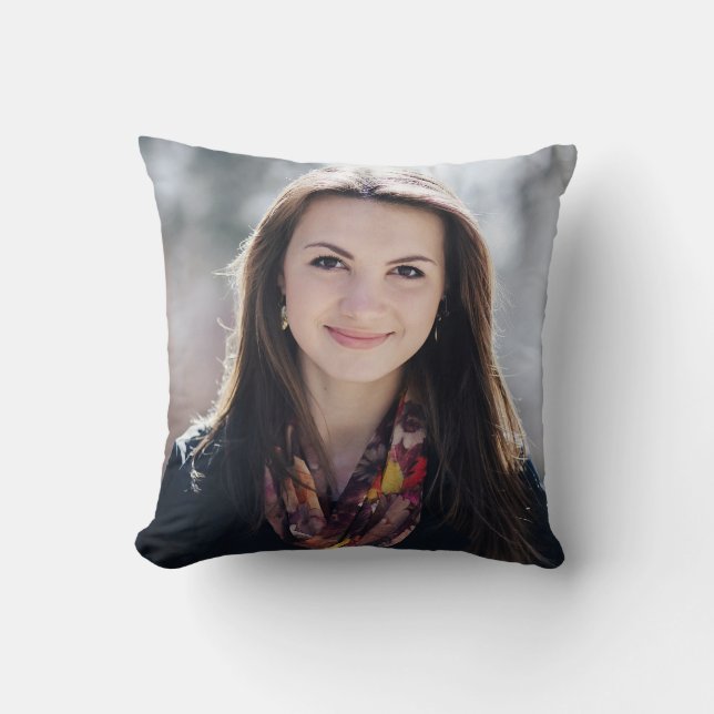 Modern Script Pink White Stripe Graduation Photo  Cushion (Front)