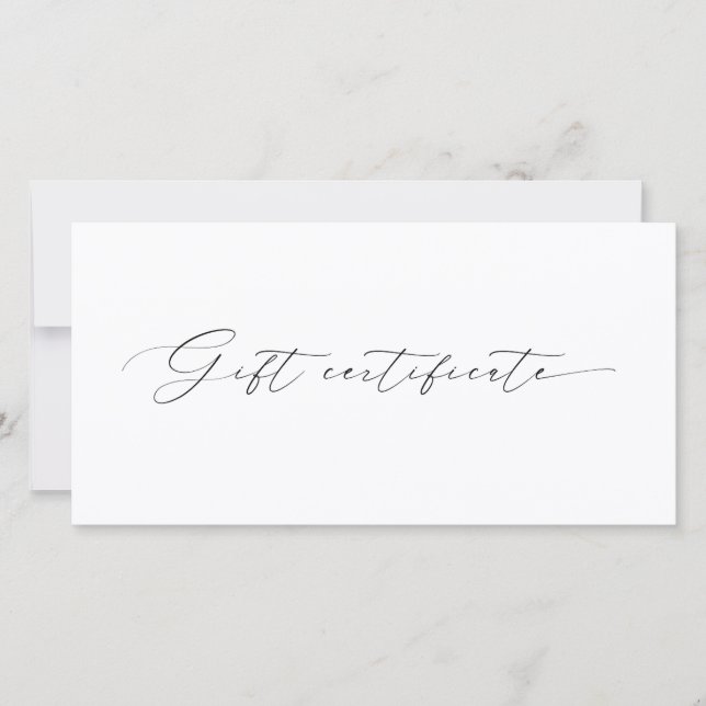 Modern Script Plain Business Logo Gift Certificate (Front)
