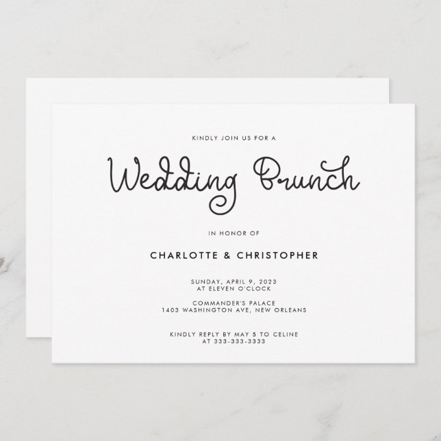 Modern Script Post Wedding Brunch Invitation (Front/Back)