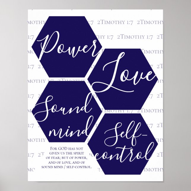 Modern Script POWER LOVE SOUND MIND Christian  Poster (Front)