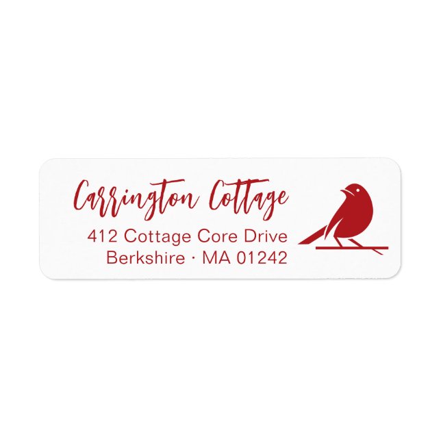 Modern Script Pretty Red Bird. Return Address (Front)