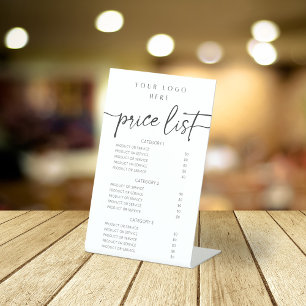 Modern Script Price List Pedestal Sign