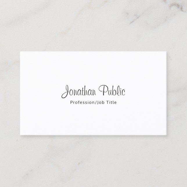 Modern Script Professional Minimalist Elegant Top Business Card (Front)