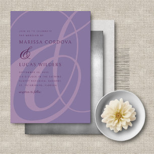 Modern Script Purple Ampersand Wedding Invitation