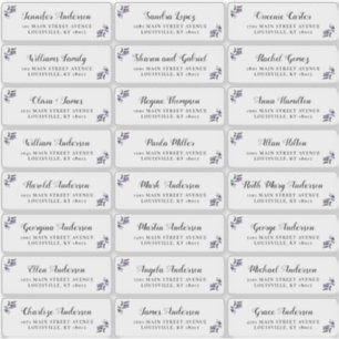 Modern Script Purple Floral Guest Address Labels