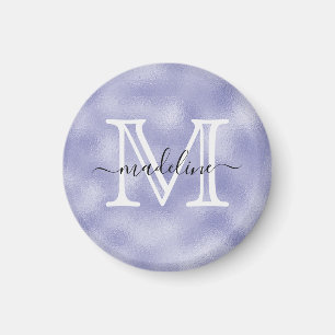 Modern Script Purple Foil Monogram Kitchen Magnet
